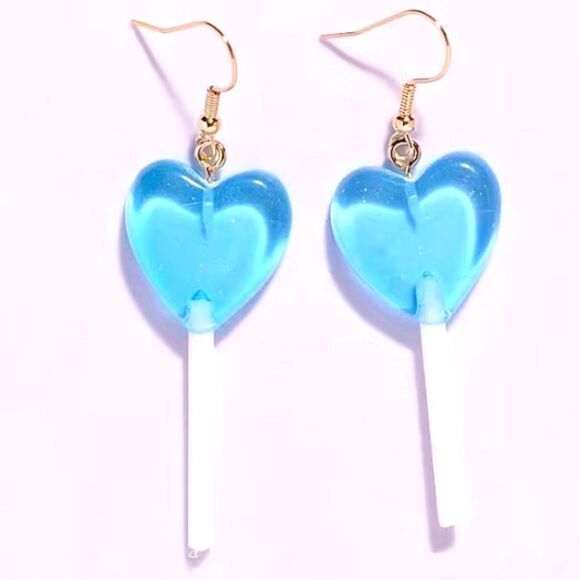 Beautiful Blue Lollipop Earrings - Picture 1 of 4